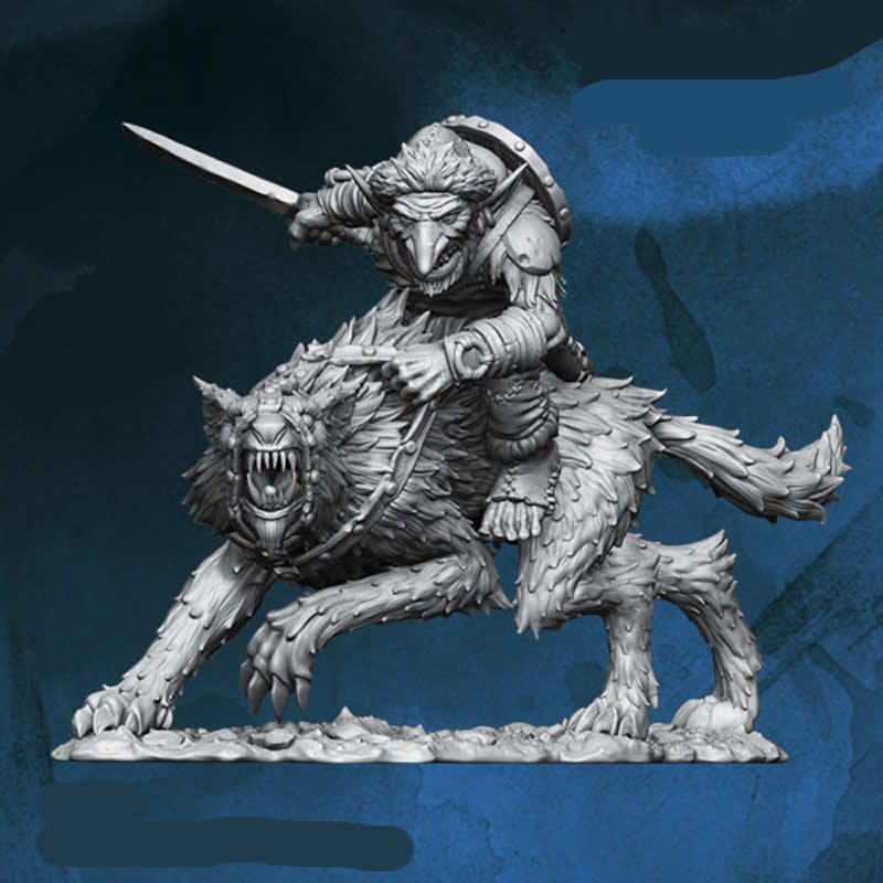 FLM28032 Goblin Warrior on Warg No. 3 Figure Kit 28mm Heroic Scale Miniature Unpainted Main Image