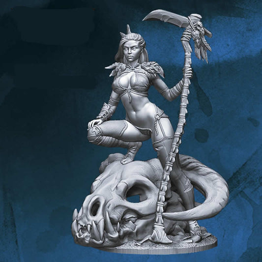 FLM28035 Girl with Dragon Skull Figure Kit 28mm Heroic Scale Miniature Unpainted Main Image
