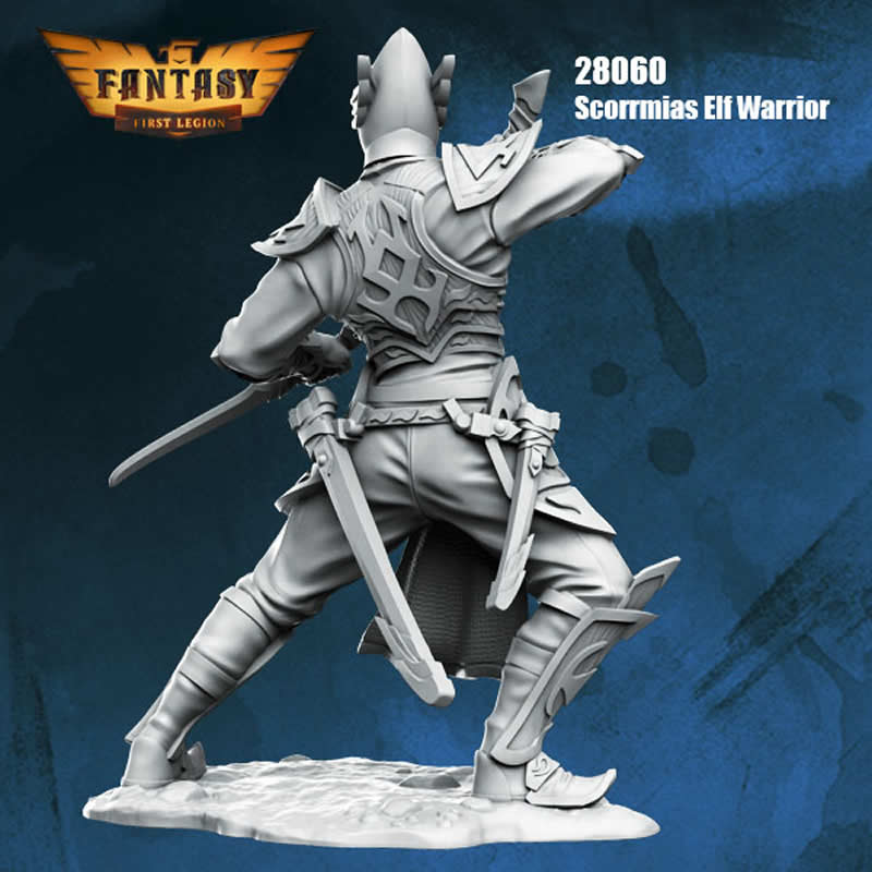 FLM28060 Scorrmias Elf Warrior Figure Kit 28mm Heroic Scale Miniature Unpainted 4th Image