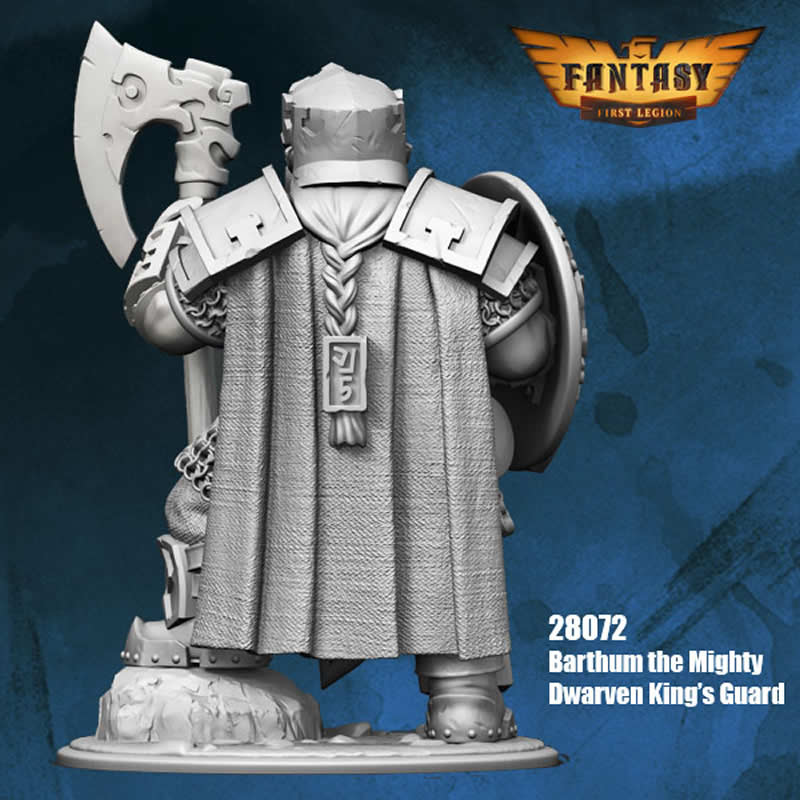 FLM28072 Barthum The Mighty Dwarven Warrior Figure Kit 28mm Heroic Scale Miniature Unpainted 4th Image