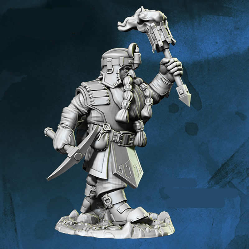 FLM28075 Hikarr Giants Bane Dwarven Miner Figure Kit 28mm Heroic Scale Miniature Unpainted Main Image