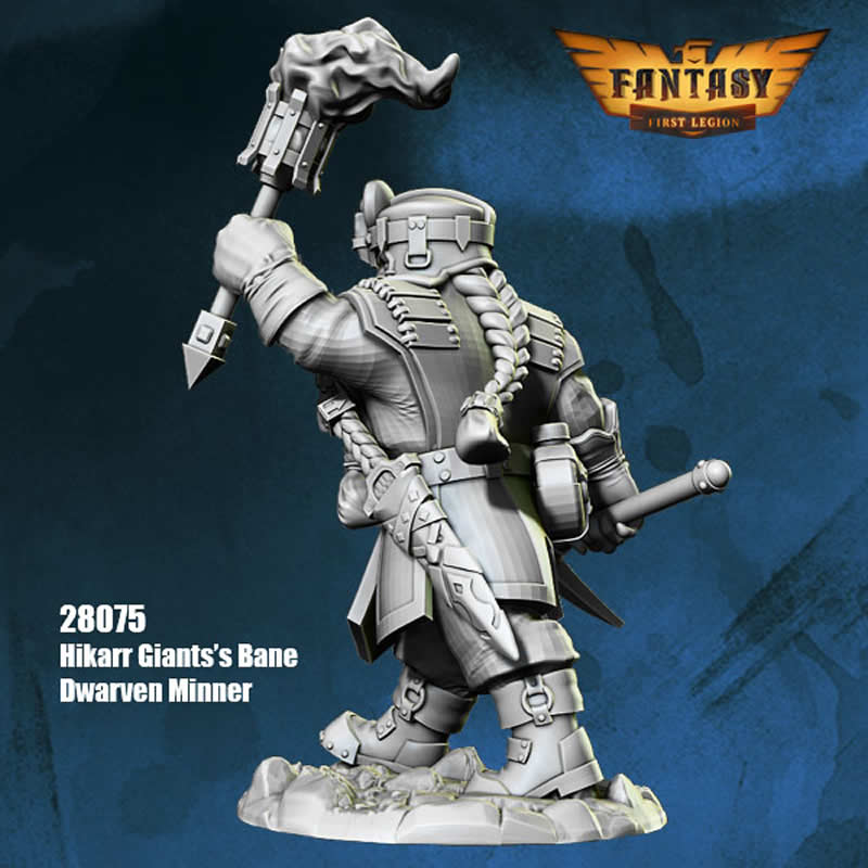 FLM28075 Hikarr Giants Bane Dwarven Miner Figure Kit 28mm Heroic Scale Miniature Unpainted 4th Image