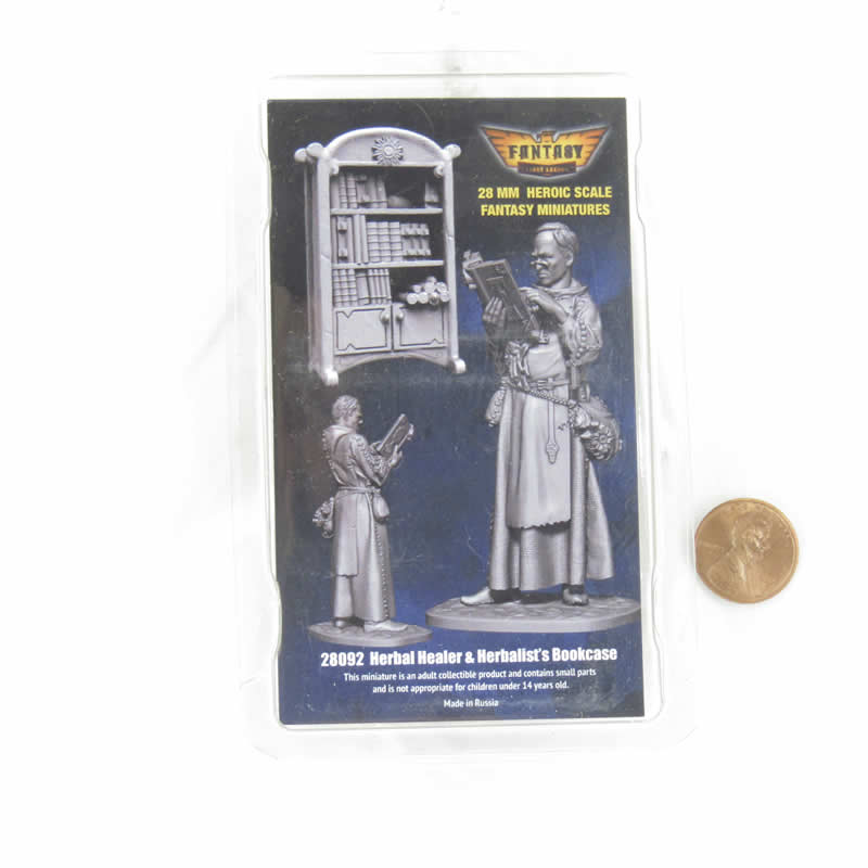FLM28092 Herbal Healer with Bookcase Figure Kit 28mm Heroic Scale Miniature Unpainted 3rd Image