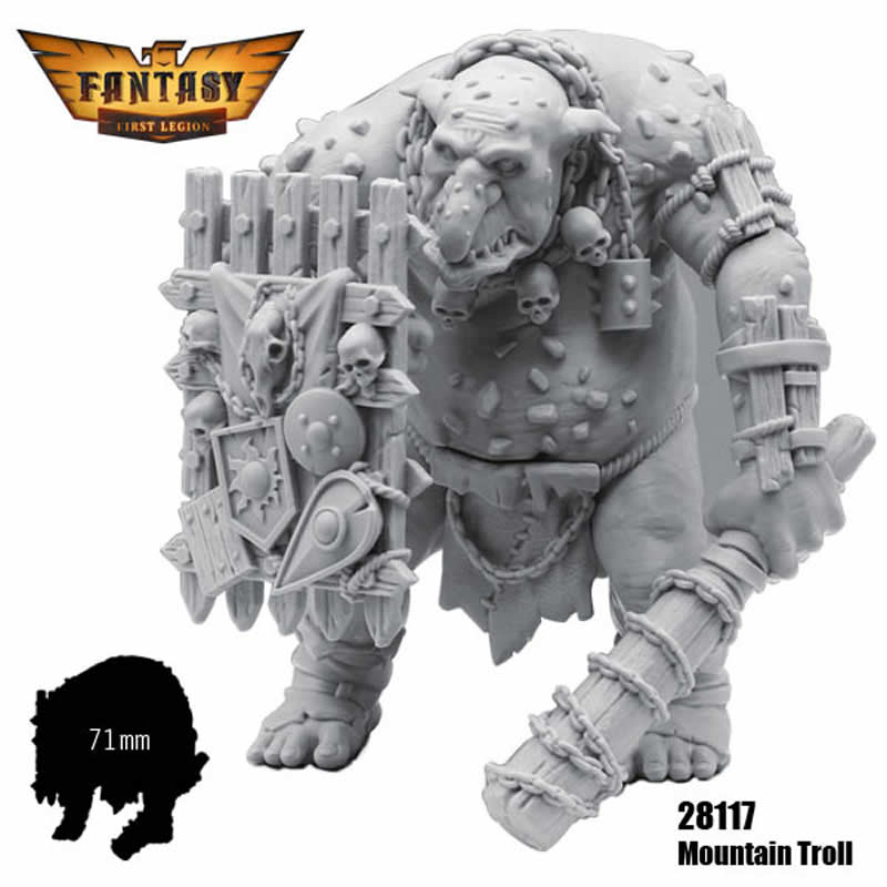 FLM28117 Mountain Troll Figure Kit 28mm Heroic Scale Miniature Unpainted 4th Image