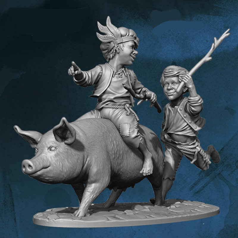 FLM28134 Town Children Figure Kit 28mm Heroic Scale Miniature Unpainted Main Image