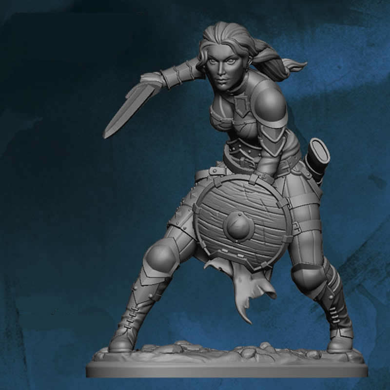 FLM28179 Female Warrior Figure Kit 28mm Heroic Scale Miniature Unpainted Main Image