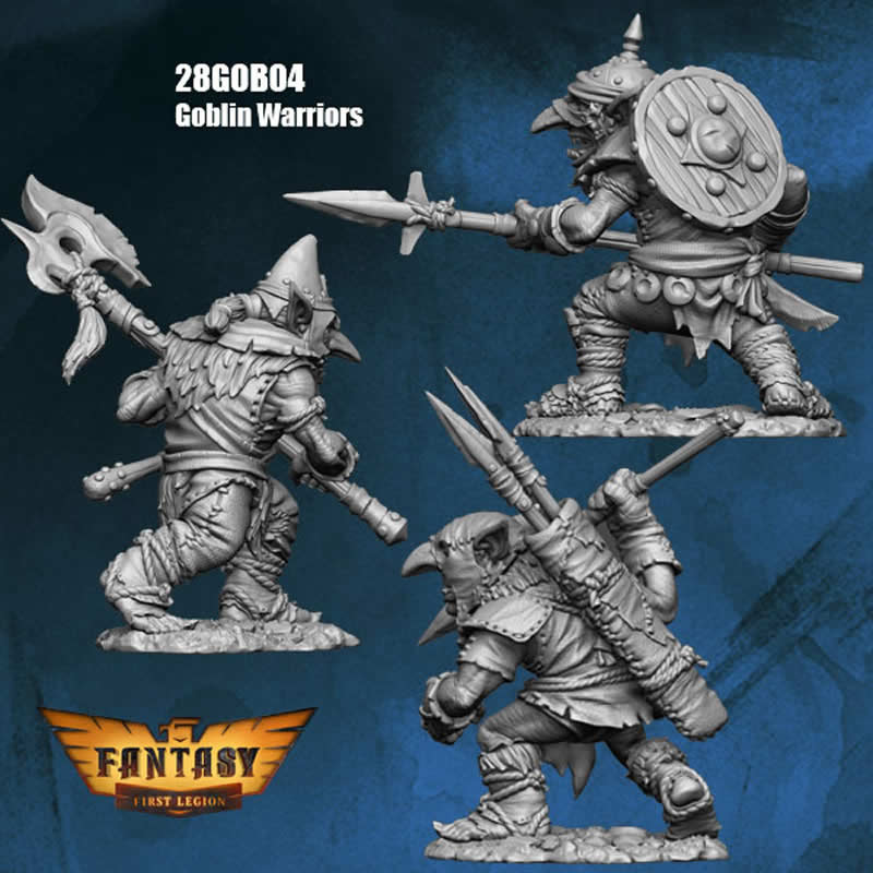 FLM28GOB04 Goblin Warriors 3 Different Goblins Figure Kit 28mm Heroic Scale Miniature Unpainted 4th Image