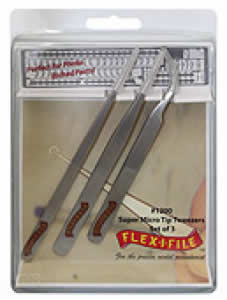 FLX1200 Stainless Steel Tweezer Set, Two Straight One Curved Flex-I-File Main Image