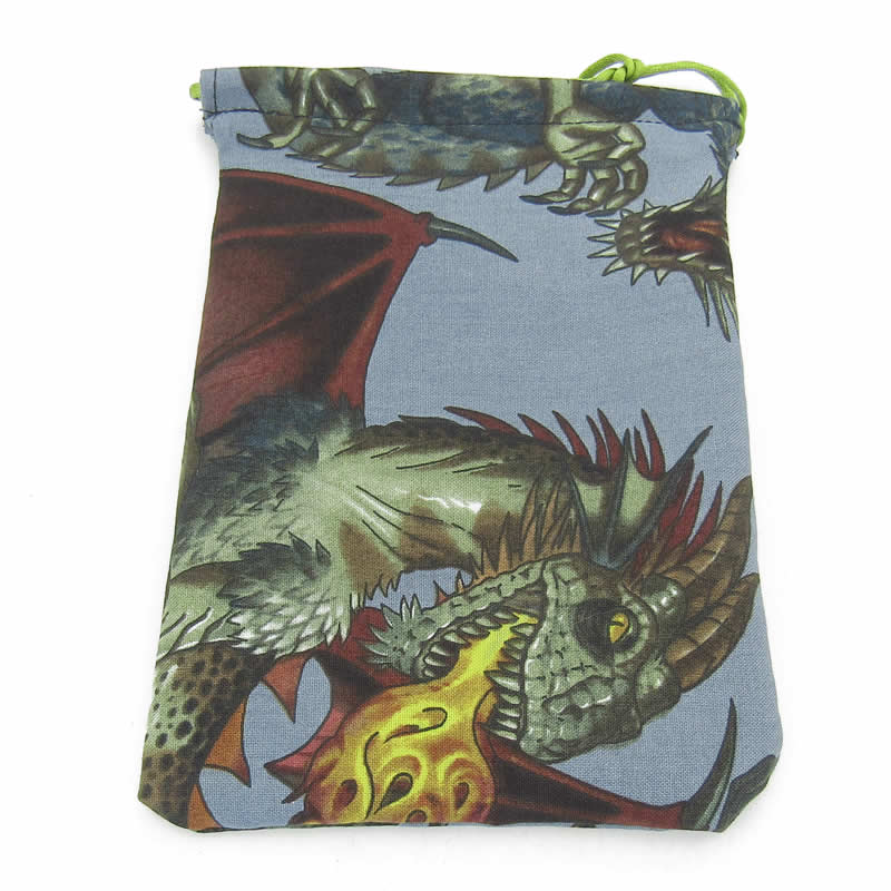 GHGCB1034 Dragons Dice Bag Cotton 7inx5in Drawstring Main Image