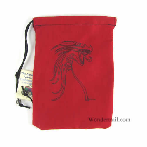 GHGSA5002 Red Tribal Dragon Dice Bag 7inx5in Drawstring Main Image