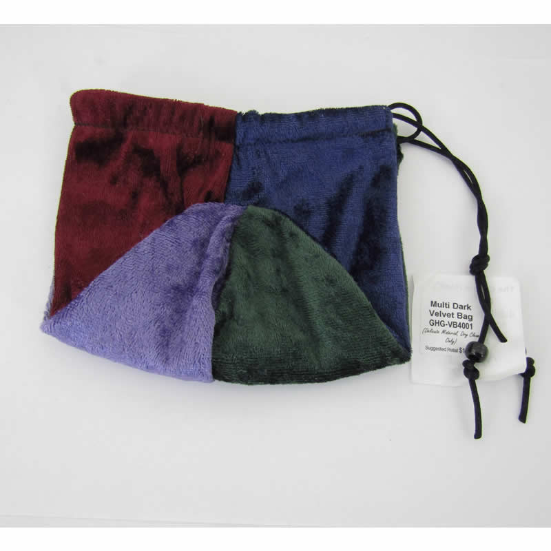 GHGVB4001 Multi Dark Color Velvet Dice Bag 7inx5in Drawstring Main Image