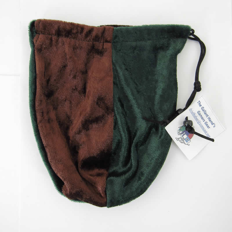 GHGVB4011 Brown and Forest Green Velvet Dice Bag 7inx5in Drawstring 2nd Image