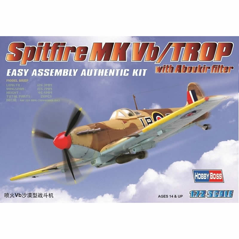 HBM80214 Spitfire MKVb Tropical 1/72 Scale Plastic Model Kit Hobby Boss Main Image