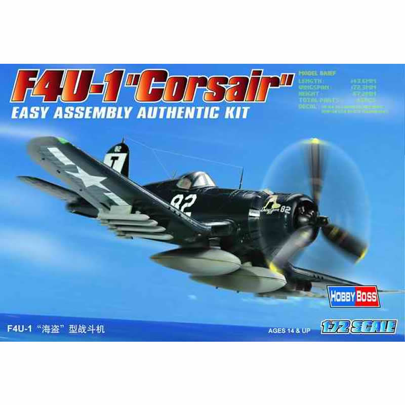 HBM80217 F4U-1D Corsair 1/72 Scale Plastic Model Kit Hobby Boss Main Image