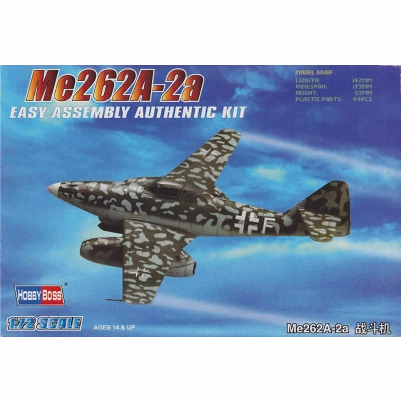HBM80248 Me262A-2a Messerschmitt 1/72 Scale Plastic Model Kit Hobby Boss Main Image