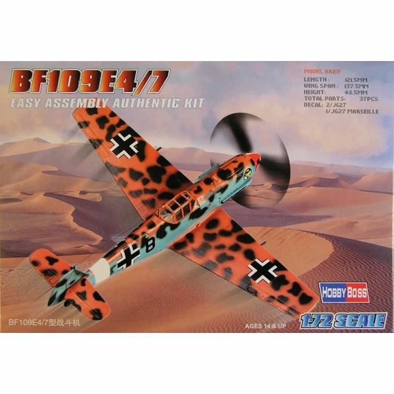HBM80254 Messerschmitt Bf109e4/7 1/72 Scale Plastic Model Kit Hobby Boss Main Image