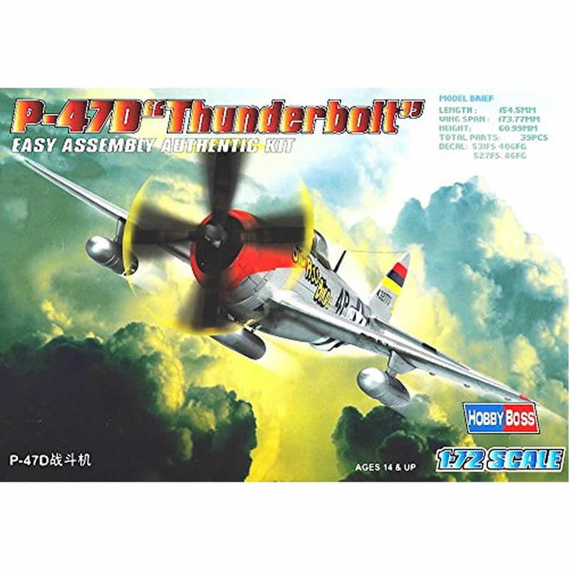 HBM80257 P-47D Thunderbolt 1/72 Scale Plastic Model Kit Hobby Boss Main Image