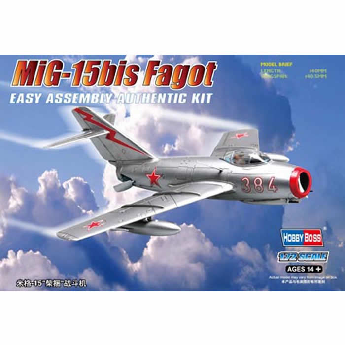 HBM80263 Mig-15 Bis Fagot 1/72 Scale Plastic Model Kit Hobby Boss Main Image