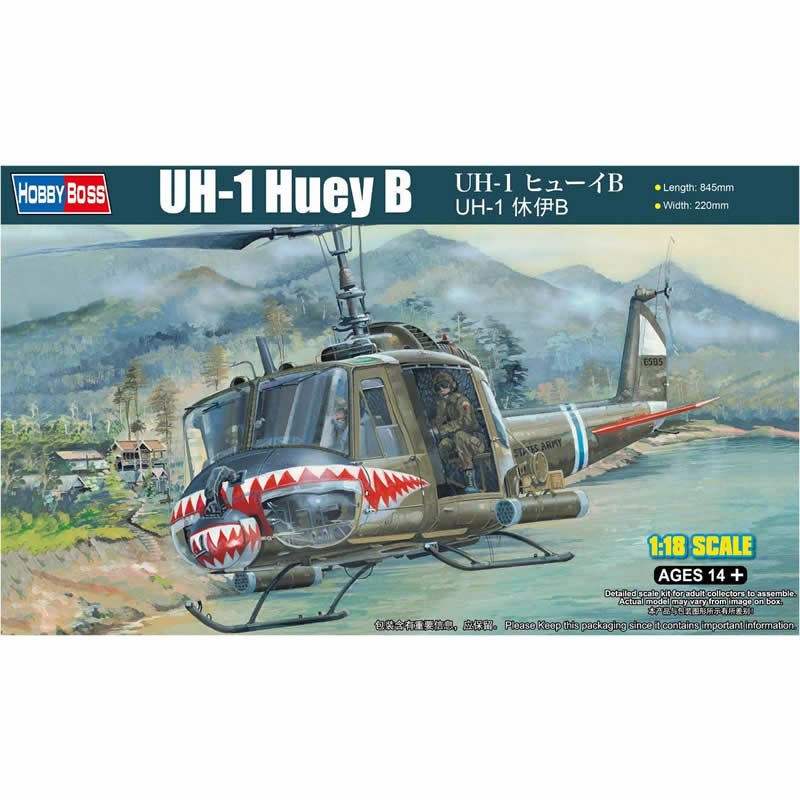 HBM81806 UH-1 Huey B 1/18 Scale Plastic Model Kit Hobby Boss Main Image