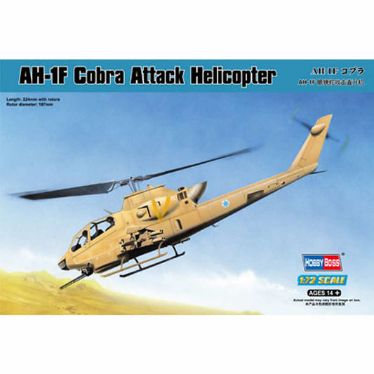 HBM87224 AH-1F Cobra Attack Helicopter 1/72 Scale Plastic Model Kit Hobby Boss Main Image