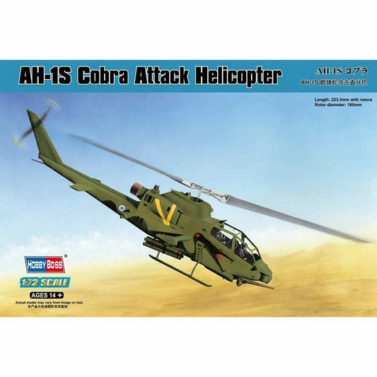 HBM87225 AH-1S Cobra Attack Helicopter 1/72 Scale Plastic Model Kit Hobby Boss Main Image