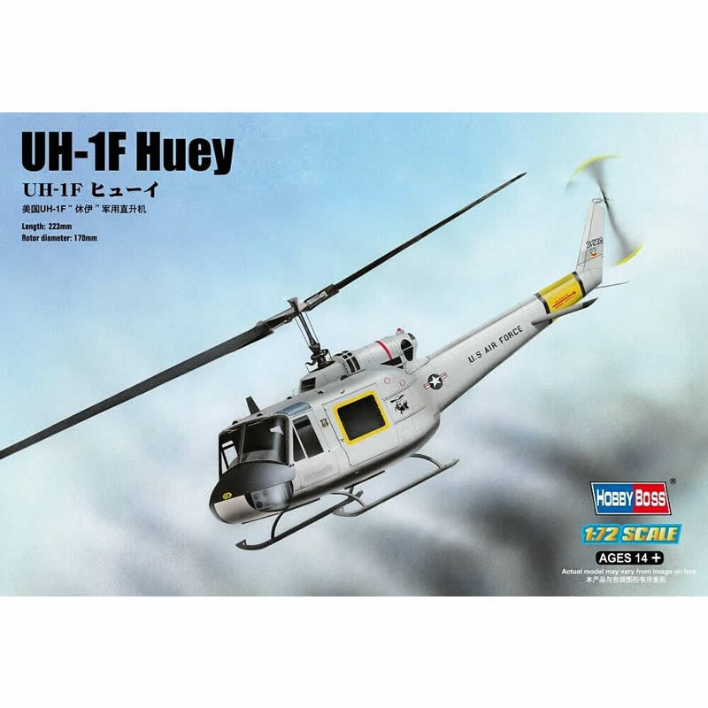 HBM87230 Huey UH-1F Helicopter 1/72 Scale Plastic Model Kit Hobby Boss Main Image