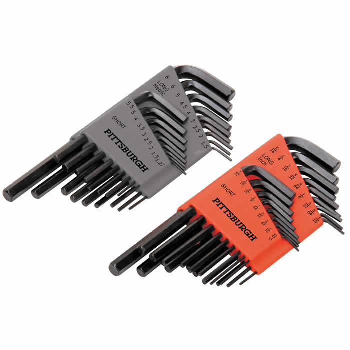 HFT94725 SAE And Metric Long Reach Hex Wrench Key Set 36pc HFT Main Image