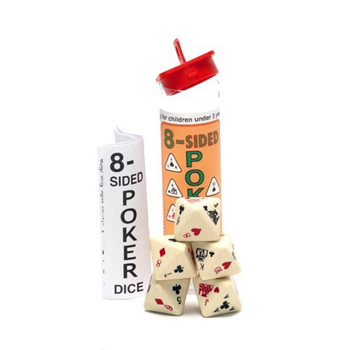 KOP01444 Poker Dice Game Ivory Opaque 8 Sided Dice Main Image