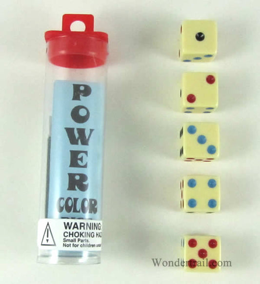 KOP01483 Power Color Dice Game Ivory Opaque D6 16mm (5/8in) Main Image