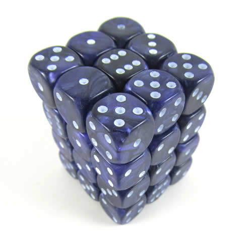 KOP01788 Purple Pearl Dice with White Pips D6 12mm (1/2in) Pack of 36 Main Image