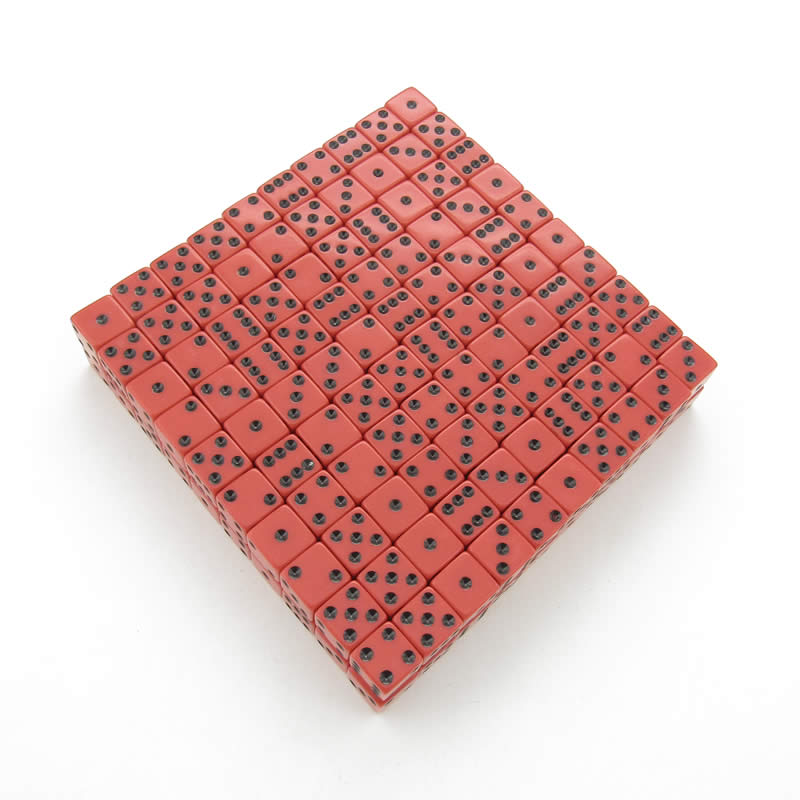 KOP01987 Red Opaque Dice Black Pips D6 16mm (5/8in) Bulk Pack of 200 Main Image