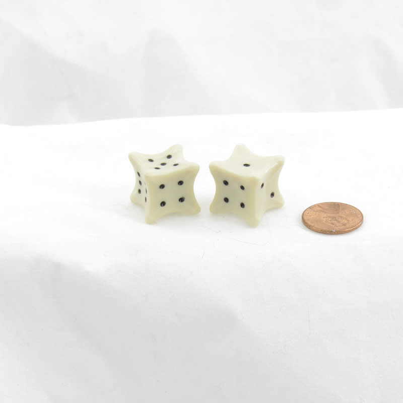 KOP04493 Bone Dice with Black Pips D6 18mm (23/32in) Pack of 2 Dice Koplow Games Main Image