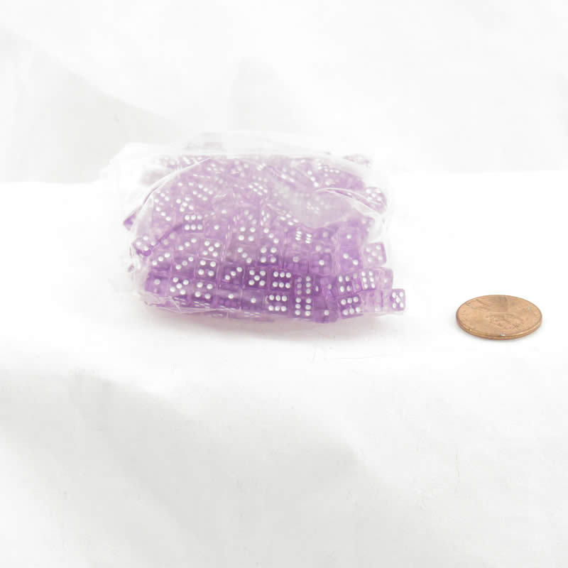 KOP04497 Purple Transparent Dice with White Pips D6 5mm (13/64in) Pack of 250 Koplow Games Main Image
