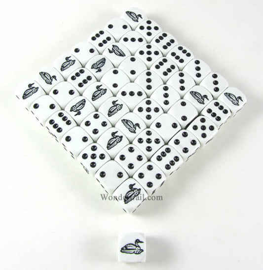KOP04944 Loone Dice Opaque White with Black Pips 16mm (5/8in) Bulk Pack of 50 Koplow Games Main Image