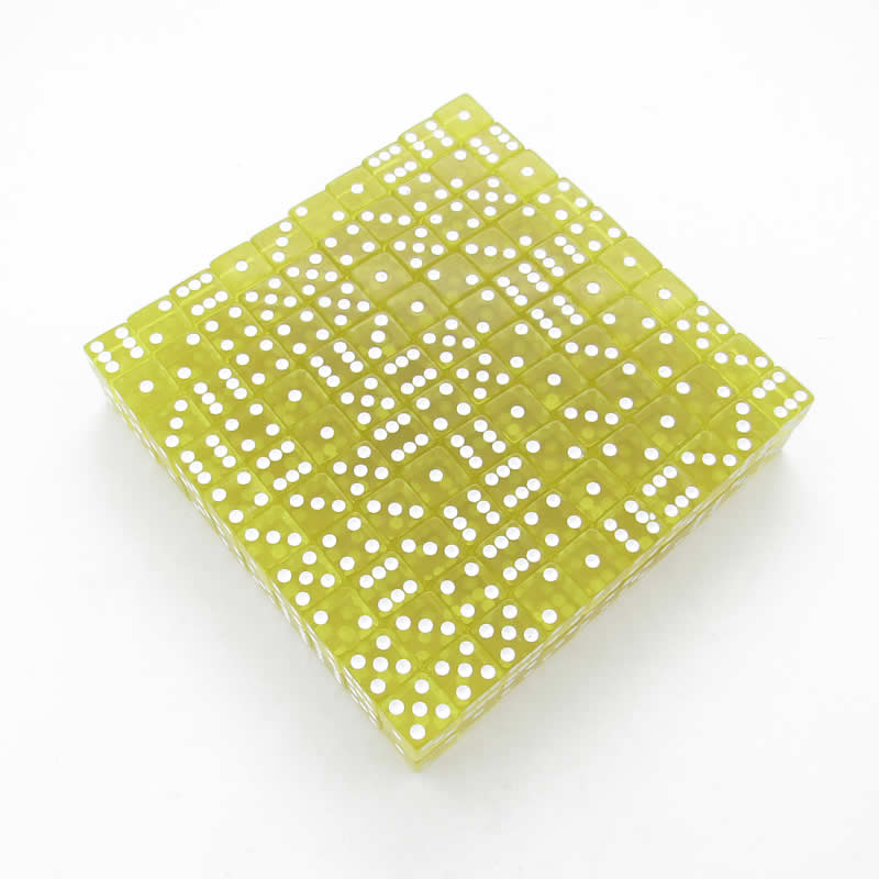 KOP05181 Yellow Transparent Dice White Pips D6 16mm Bulk Pack of 200 Main Image