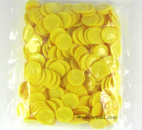 KOP06996E500 Yellow Mini Poker Chips Plastic 7/8in Bulk Approx. 500 Main Image