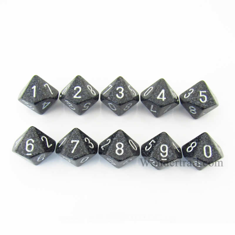 KOP08812 Ninja Elemental Dice Silver Numbers D10 16mm Pack of 10 Main Image