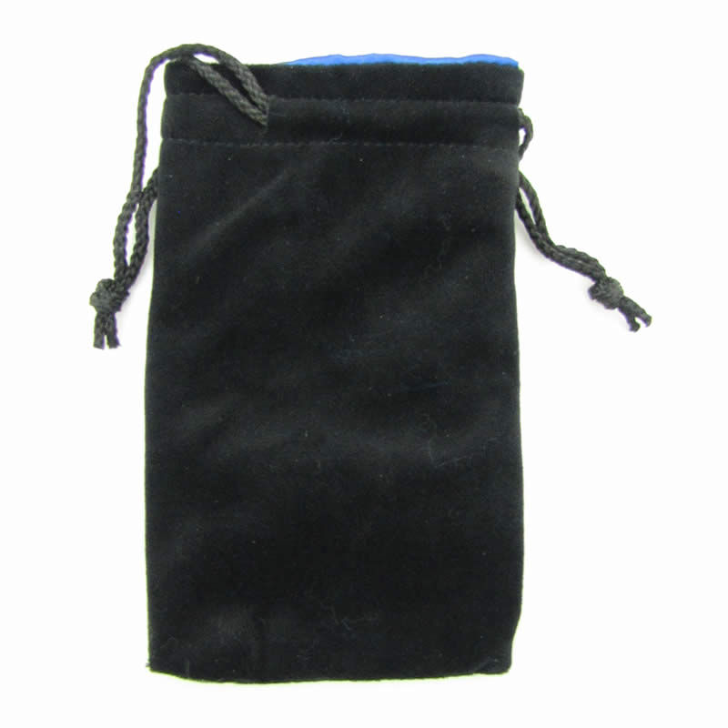KOP09916 Black Velvet with Blue Lining Large Dice Bag Koplow Games Main Image