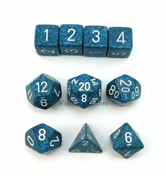 KOP09986 Sea Elemental Dice with White Numbers 16mm (5/8in) Set of 10 Main Image