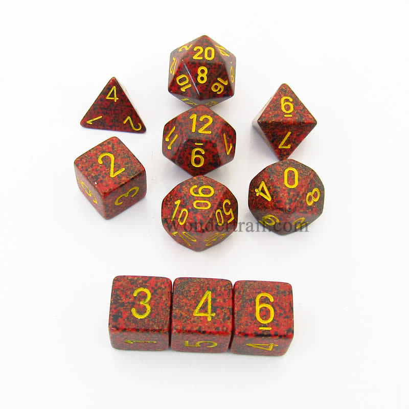 KOP09991 Mercury Elemental Dice Yellow Numbers 16mm (5/8in) Set of 10 Main Image