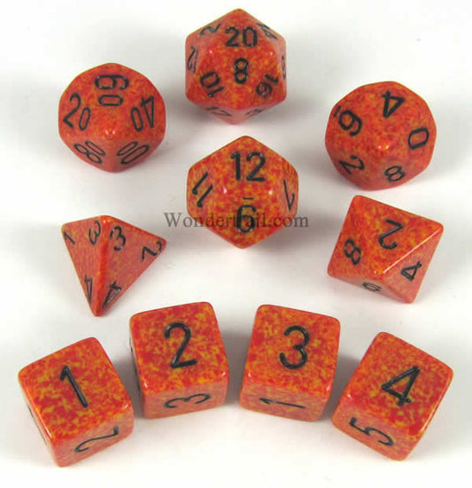 KOP09992 Fire Elemental Dice with Black Numbers 16mm (5/8in) Set of 10 Main Image