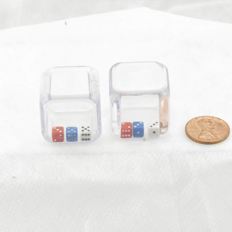 KOP11952E2 3 in a Cube Dice 1 Red 1 White and 1 Blue D6 25mm Pack of 2 Main Image