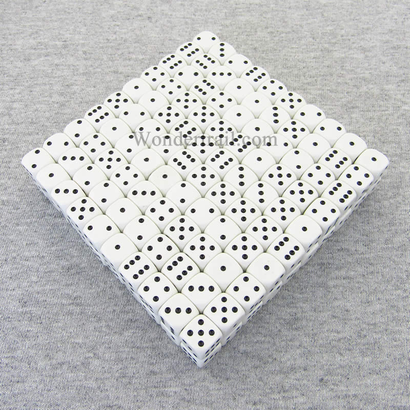 KOP12144 White Opaque Dice Black Pips D6 12mm (1/2in) Bulk Pack of 200 Main Image