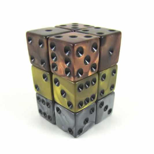KOP12352 Assorted Olympic Dice with Black Pips D6 16mm (5/8in) Set of 12 Main Image