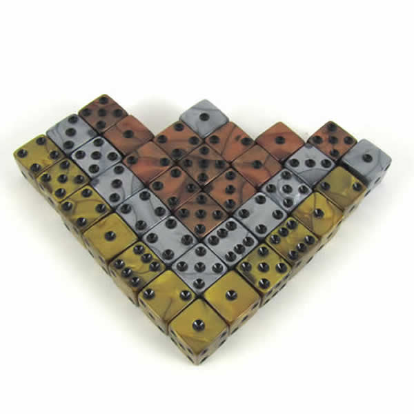 KOP12365 Assorted Olympic Dice with Black Pips D6 12mm (1/2in) Set of 36 Main Image