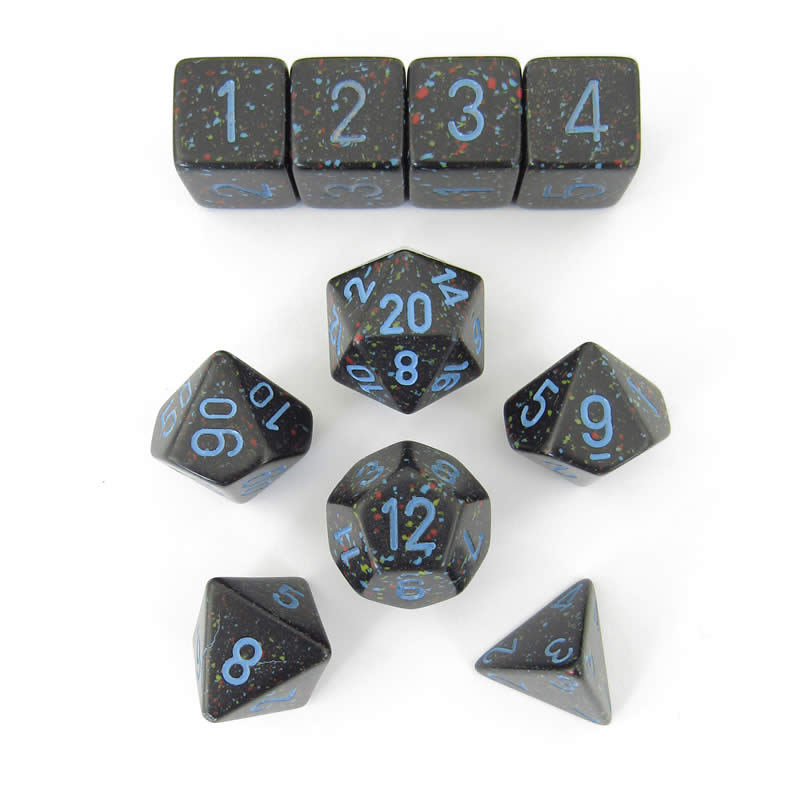 KOP13132 Blue Stars Elemental Dice with Blue Numbers Set of 10 Dice Koplow Games Main Image