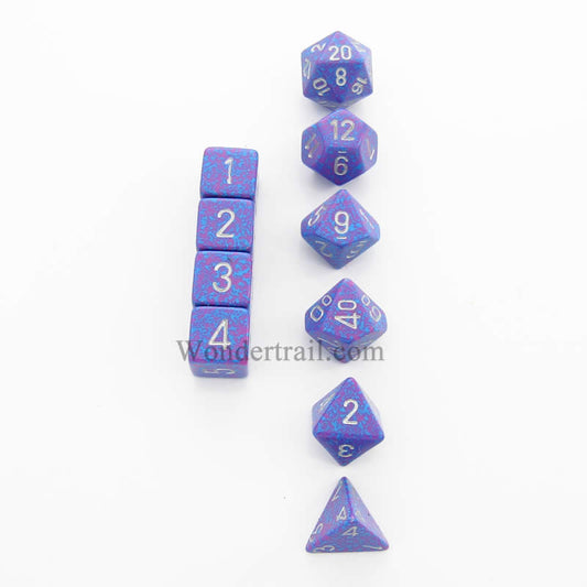 KOP13135 Silver Tetra Elemental Dice with Silver Numbers Set of 10 Dice Main Image