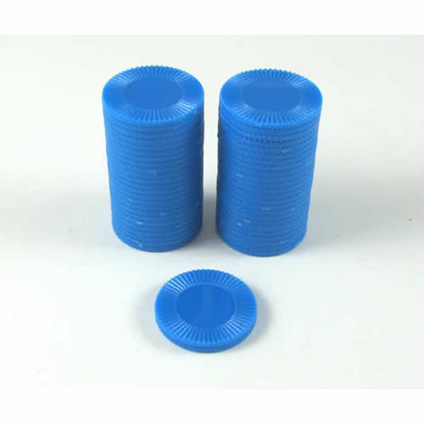 KOP13379 Blue Mini Poker Chips 22mm (7/8in) Tube of 50 Koplow Games Main Image