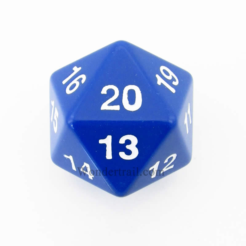 KOP14797 Blue Countdown Die White Numbers D20 55mm (2.17in) Pack of 1 Main Image