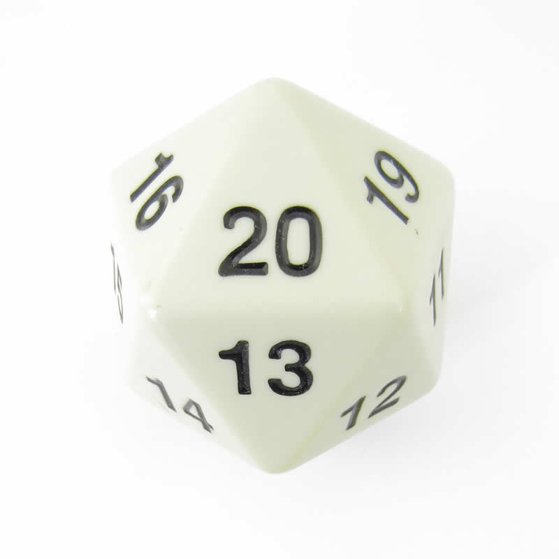 KOP14799 Ivory Countdown Die Black Numbers D20 55mm (2.17in) Pack of 1 Main Image